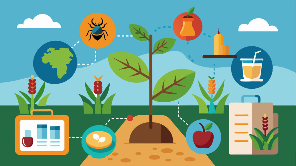 planning crop diversity to enhance soil biodiversity and control pest populations without chemical intervention.. vector illustration.